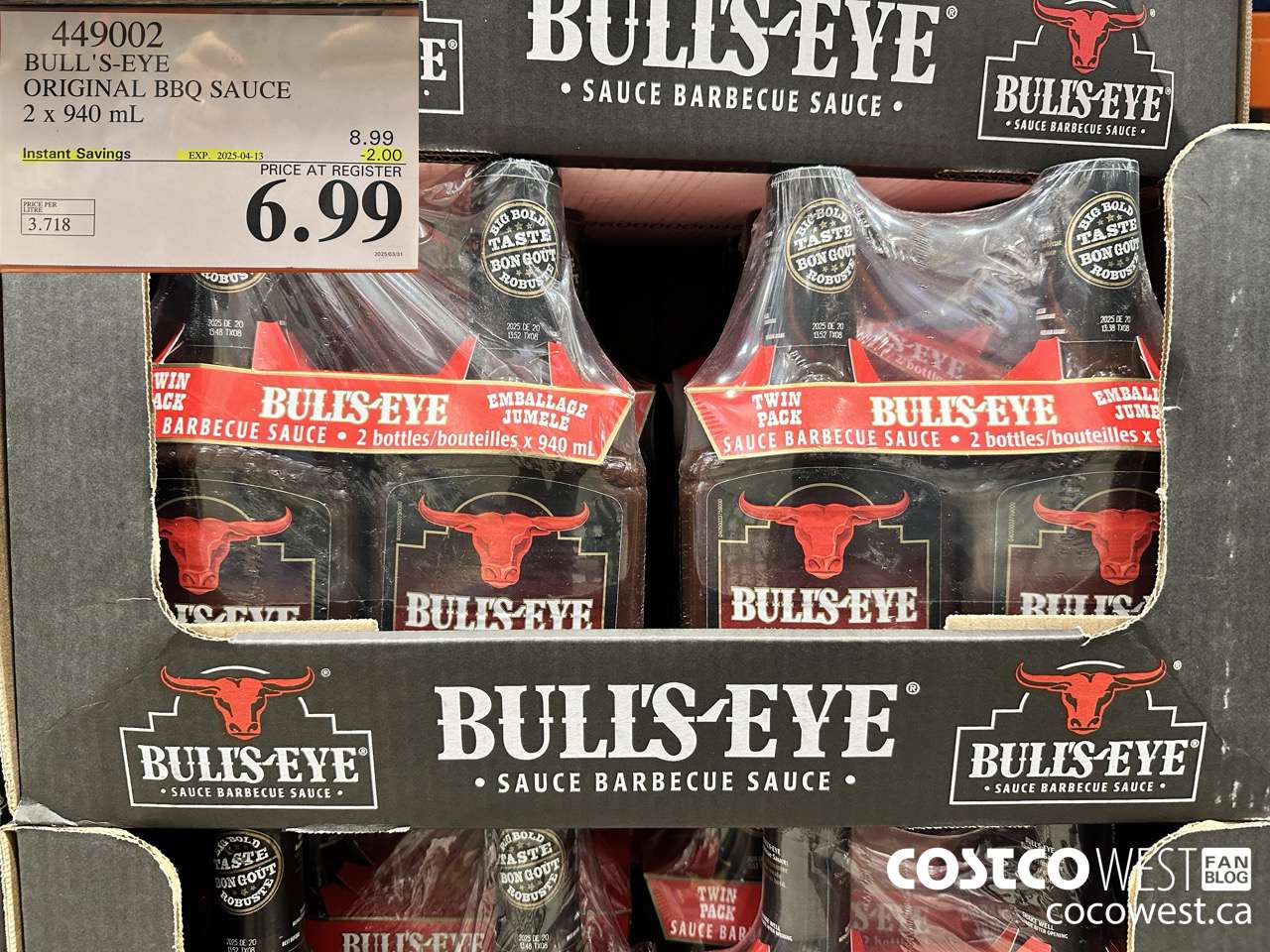 449002 BULLSEYE ORIGINAL BARBECUE SAUCE 2 X 940ML ($2.00 INSTANT SAVINGS EXPIRES ON 2025-04-13) $6.99