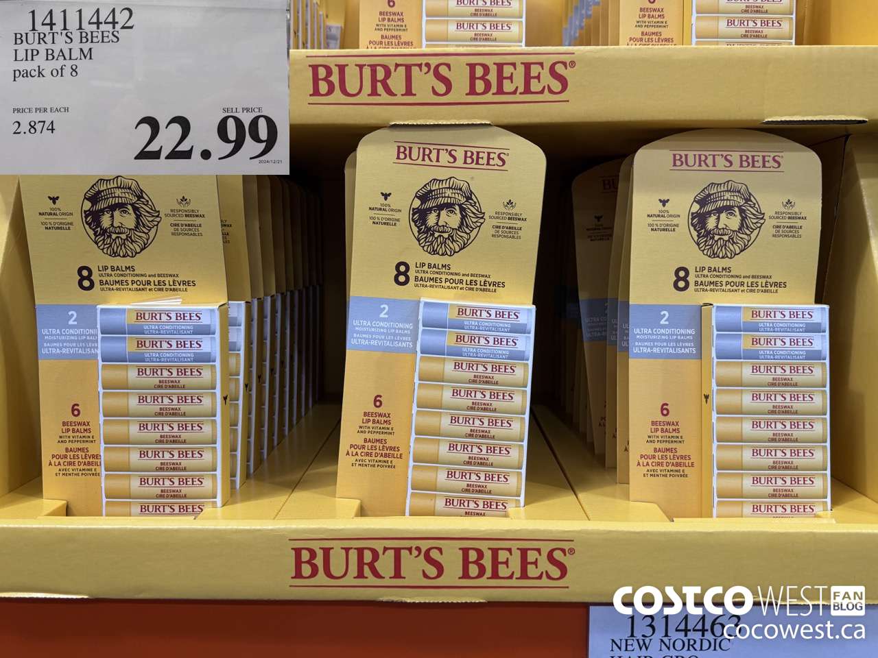 1411442 BURT'S BEES LIP BALM PACK OF 8 $22.99