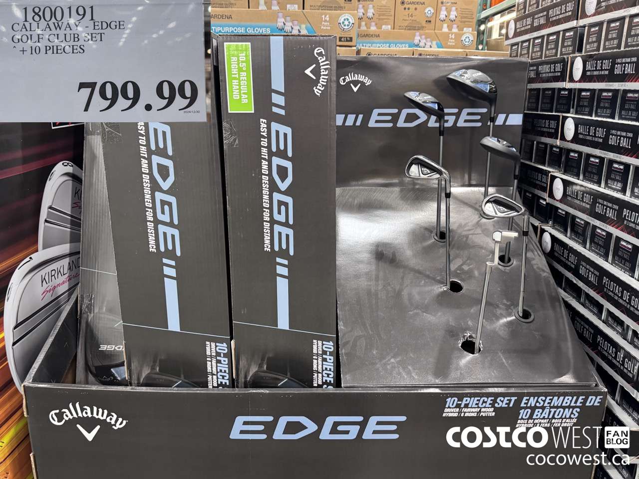 1800191 CALLAWAY EDGE GOLF CLUB SET 10 PIECES $799.99