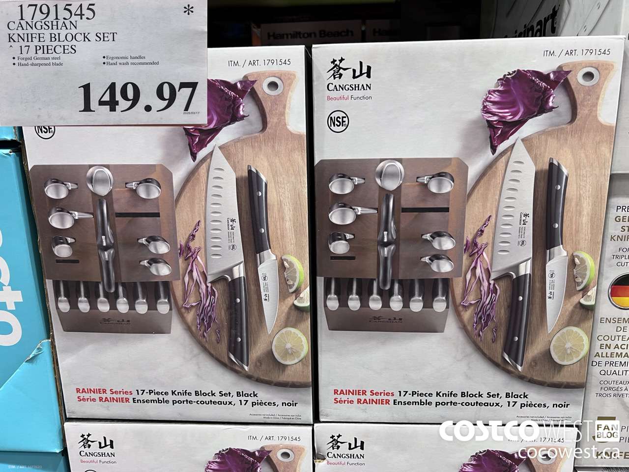 1791545 CANGSHAN KNIFE BLOCK SET 17 PIECES $149.97