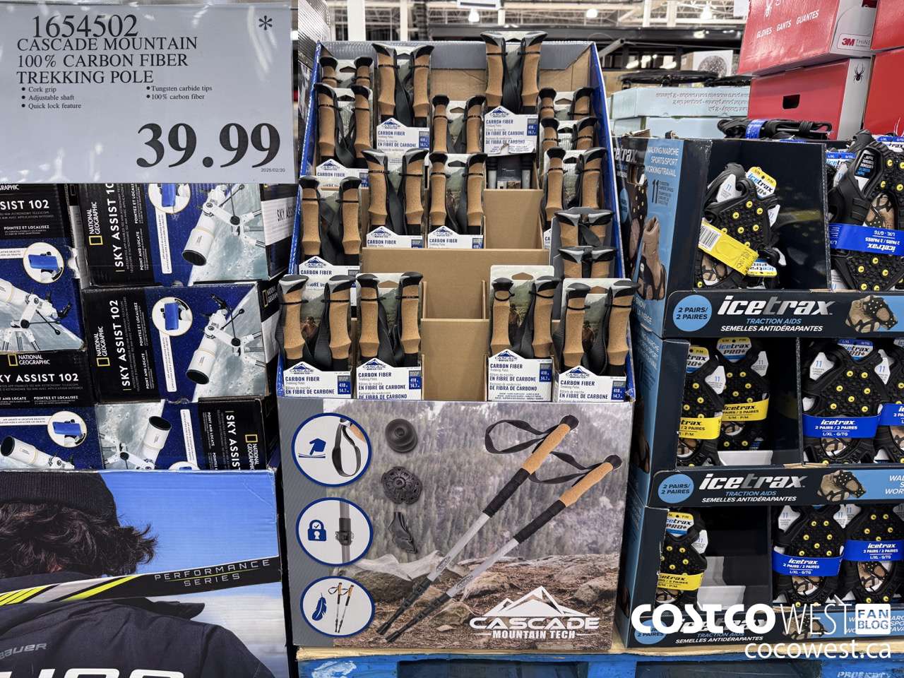 1654502 CASCADE MOUNTAIN 100% CARBON FIBRE TREKKING POLE $39.99