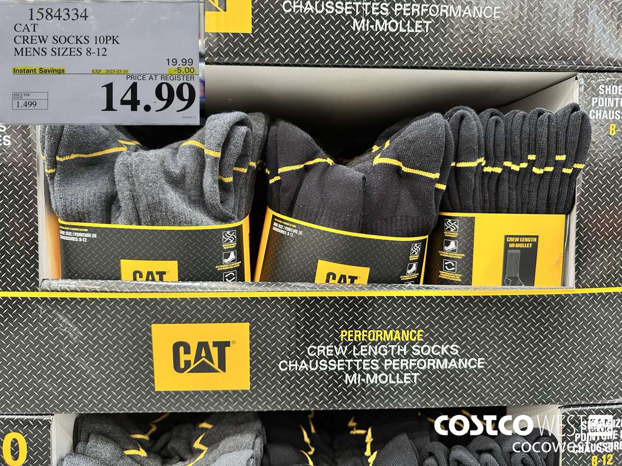 1584334 CAT CREW SOCKS 10PK MENS SIZES 8-12 ($5.00 INSTANT SAVINGS EXPIRES ON 2025-03-16) $14.99