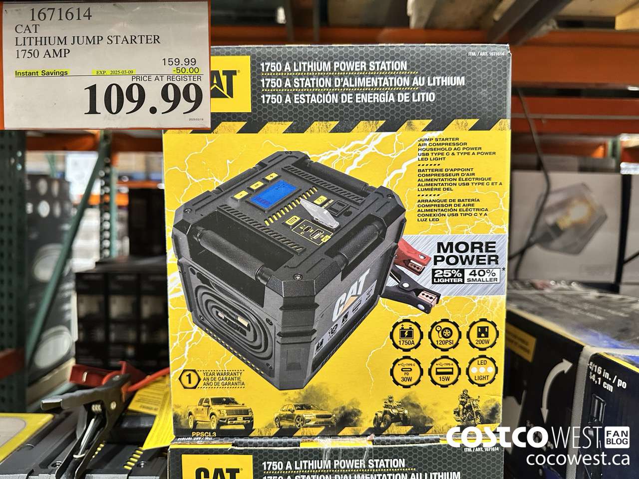 1671614 CAT LITHIUM JUMP STARTER 1750 A ($50.00 INSTANT SAVINGS EXPIRES ON 2025-03-09) $109.99