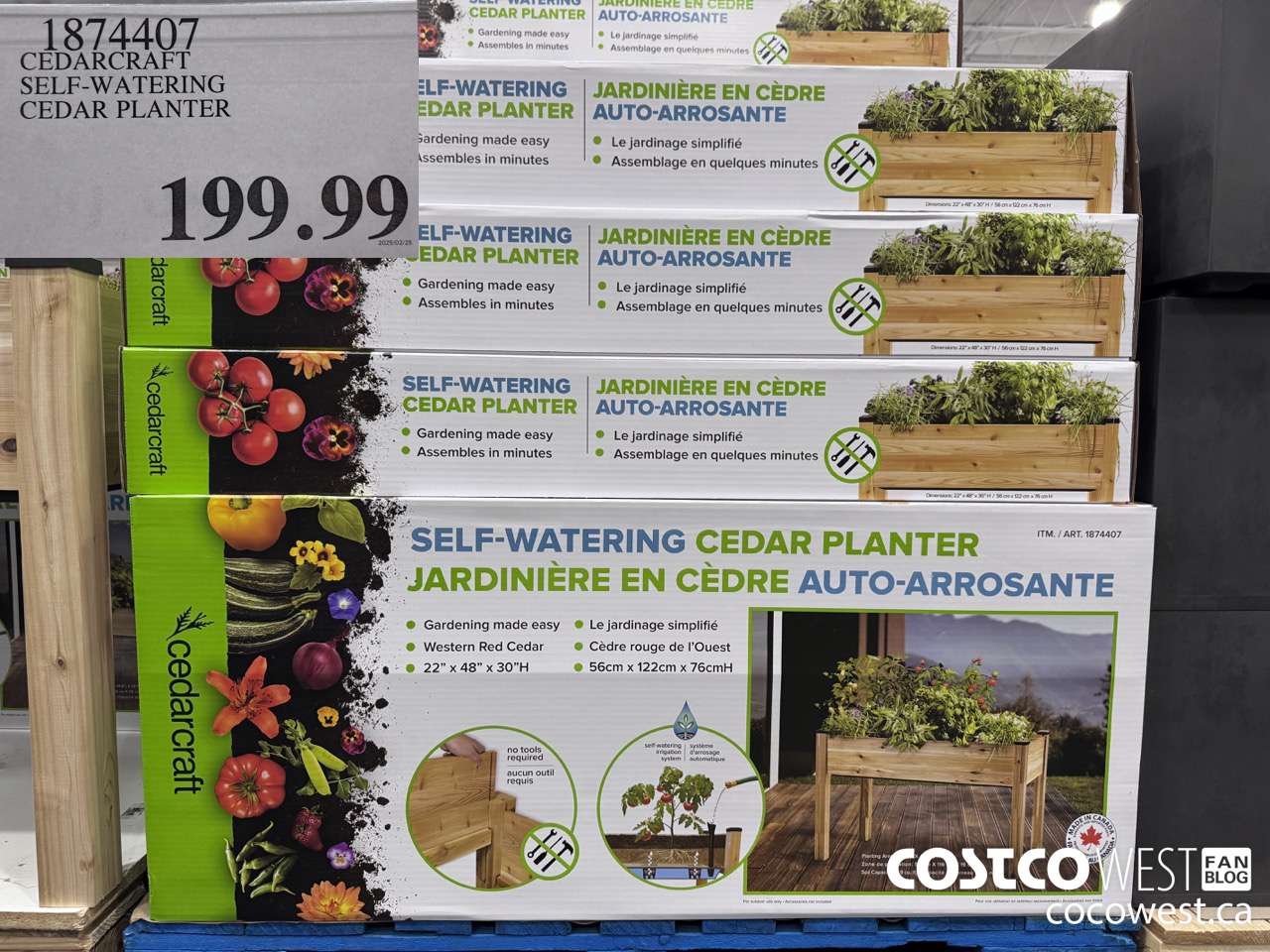 1874407 CEDARCRAFT SELF-WATERING CEDAR PLANTER $199.99