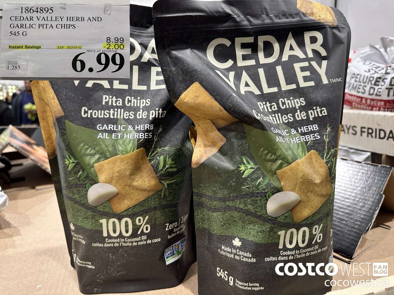 1864895 CEDAR VALLEY HERB AND GARLIC PITA CHIPS ($2.00 INSTANT SAVINGS EXPIRES ON 2025-03-02) $6.99