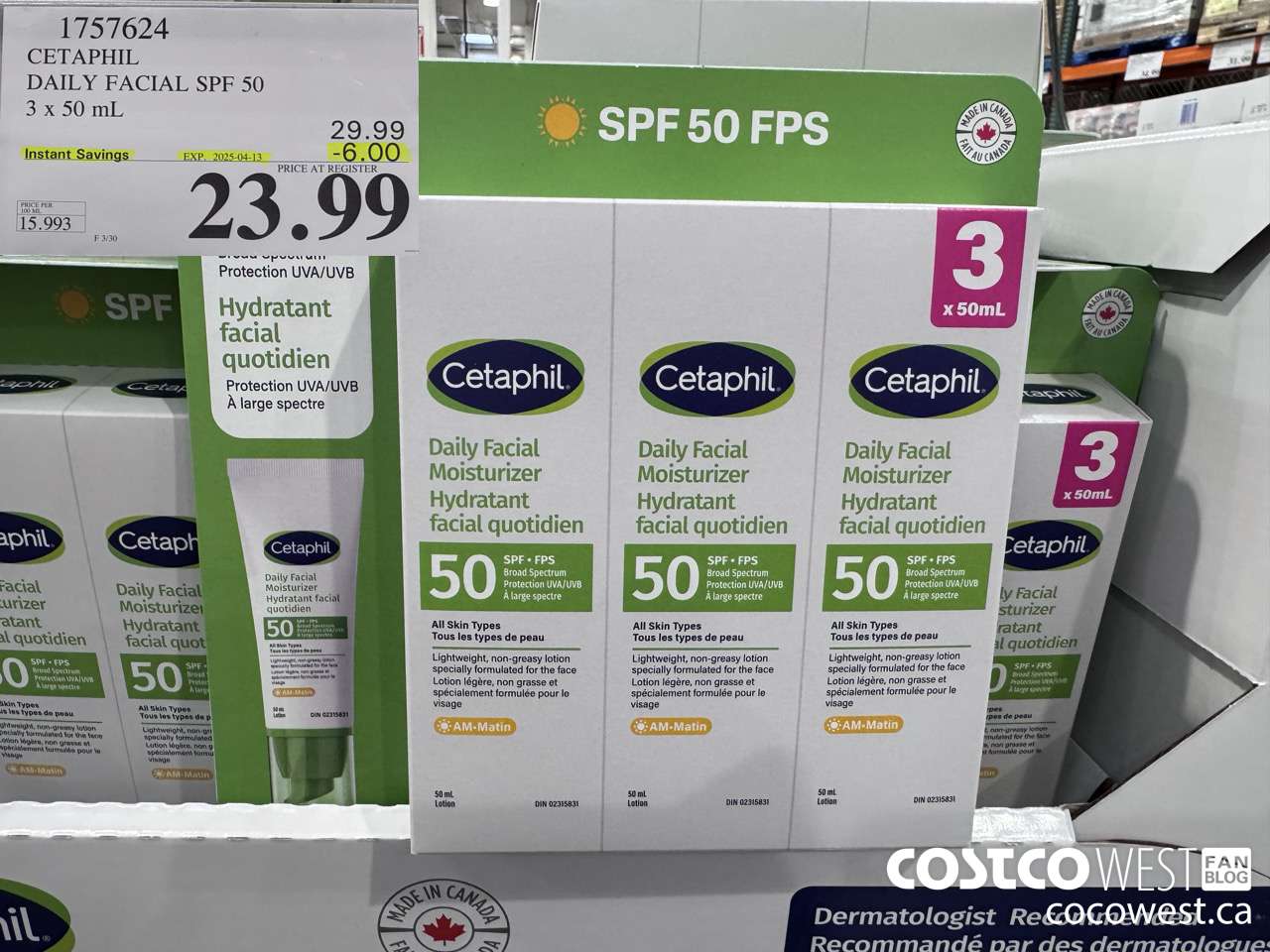 1757624 CETAPHIL DAILY FACIAL SPF 50 3 X 50ML ($6.00 INSTANT SAVINGS EXPIRES ON 2025-04-13) $23.99
