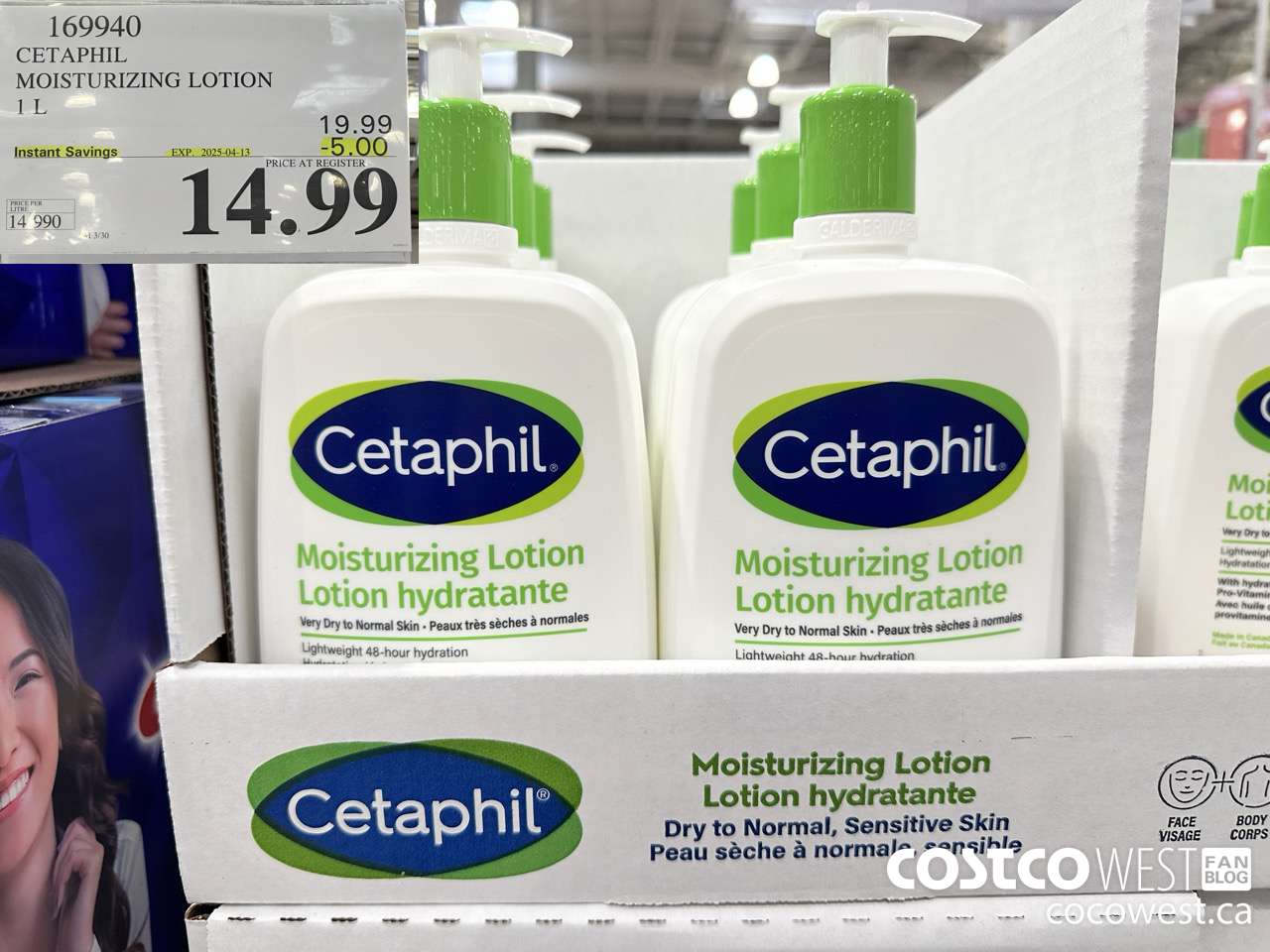 169940 CETAPHIL MOISTURIZING LOTION 1L ($5.00 INSTANT SAVINGS EXPIRES ON 2025-04-13) $14.99