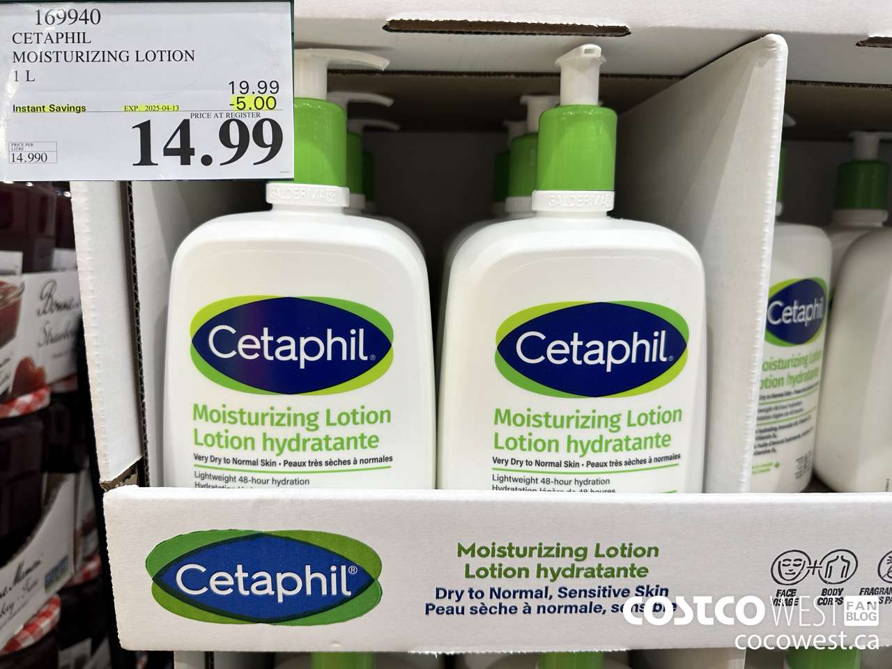 169940 CETAPHIL MOISTURIZING LOTION 1L ($5.00 INSTANT SAVINGS EXPIRES ON 2025-04-13) $14.99