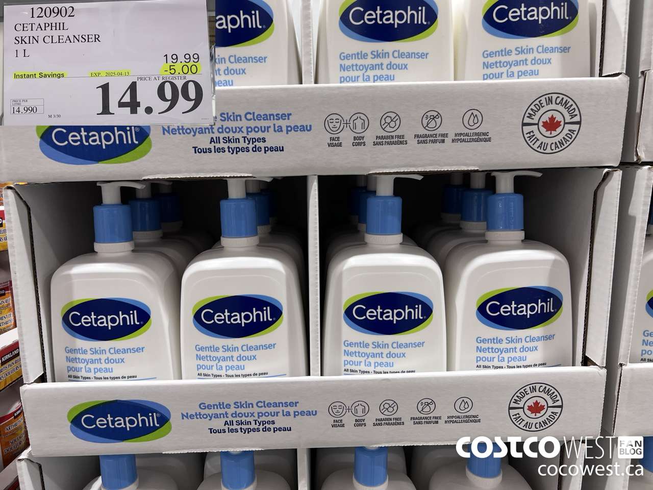 120902 CETAPHIL SKIN CLEANSER 1L ($5.00 INSTANT SAVINGS EXPIRES ON 2025-04-13) $14.99
