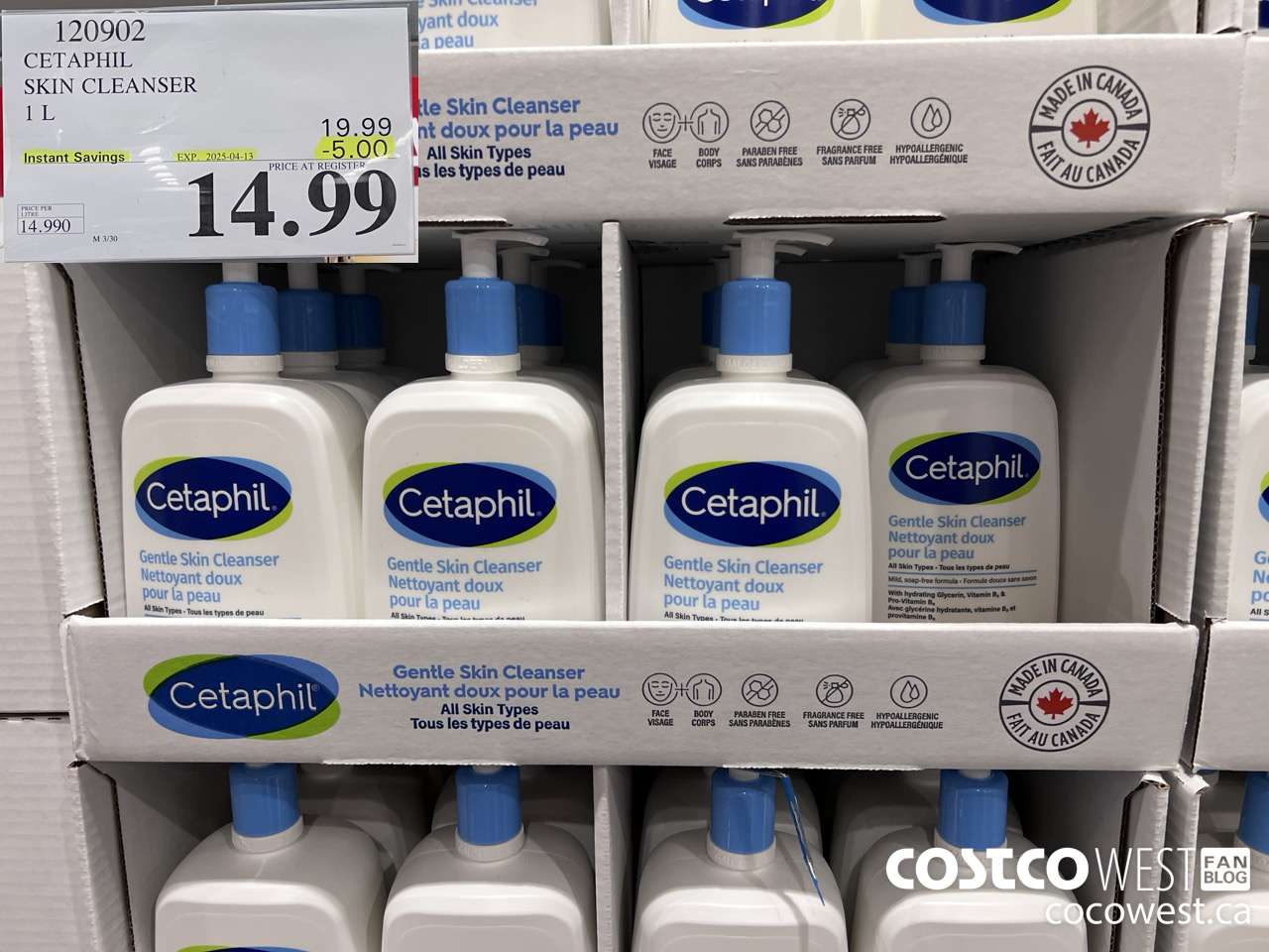 120902 CETAPHIL SKIN CLEANSER 1L ($5.00 INSTANT SAVINGS EXPIRES ON 2025-04-13) $14.99