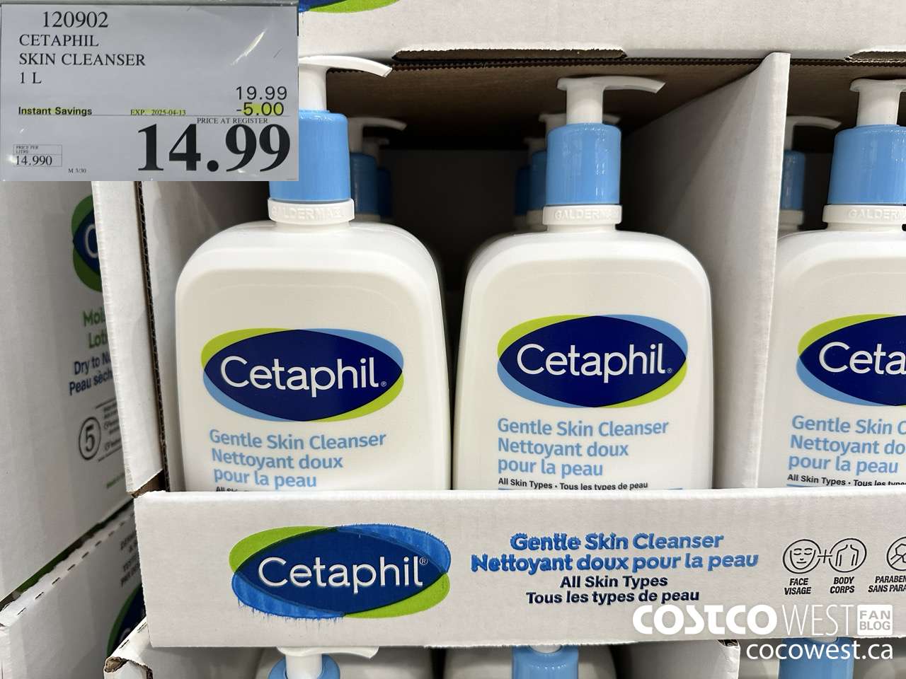 120902 CETAPHIL SKIN CLEANSER 1L ($5.00 INSTANT SAVINGS EXPIRES ON 2025-04-13) $14.99