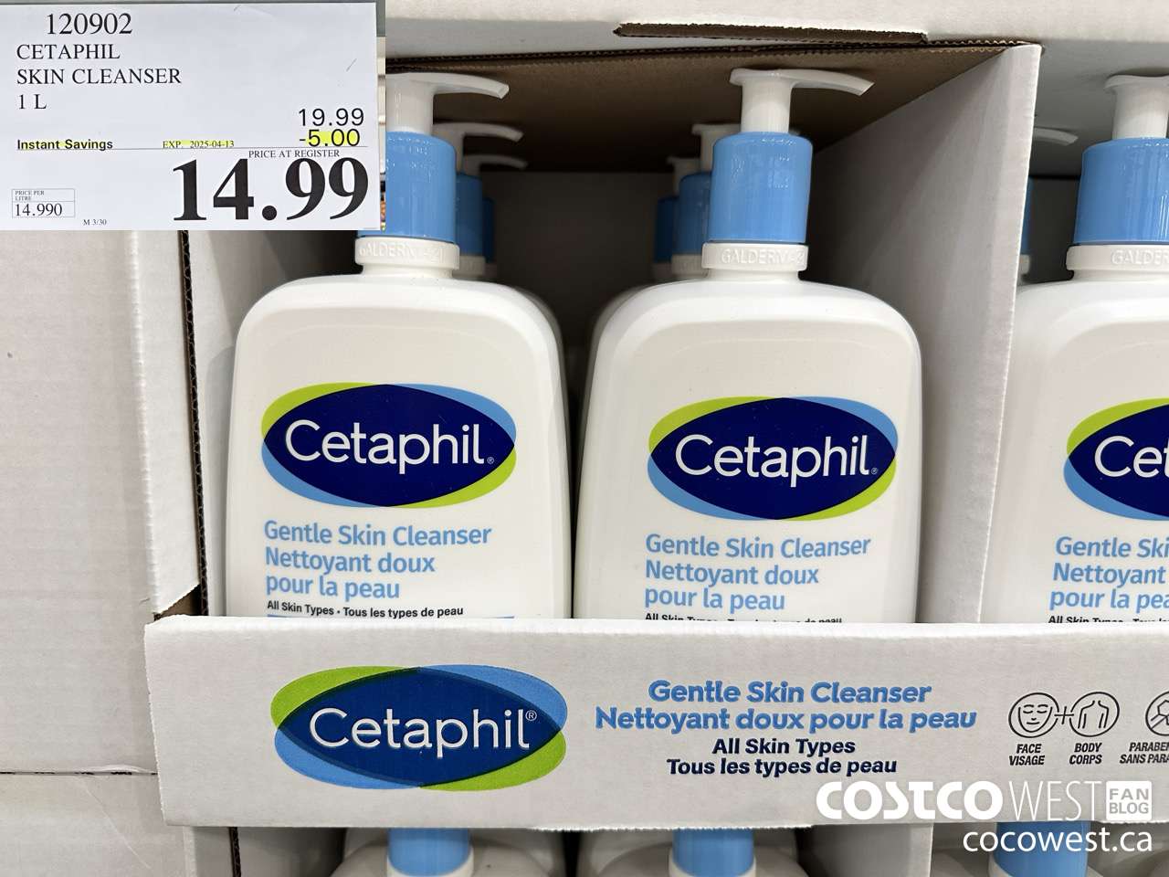 120902 CETAPHIL SKIN CLEANSER 1L ($5.00 INSTANT SAVINGS EXPIRES ON 2025-04-13) $14.99