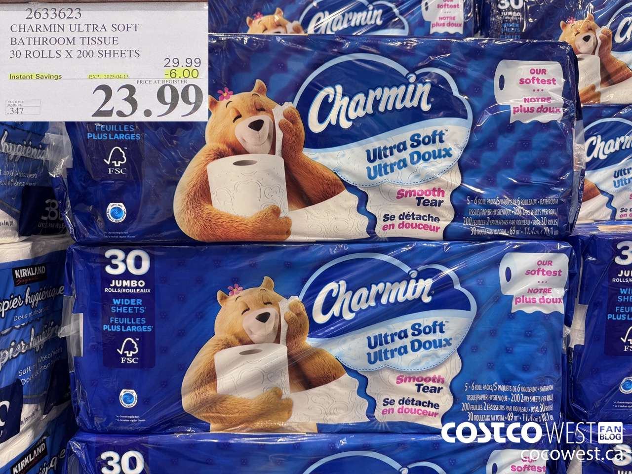 2633623 CHARMIN ULTRA SOFT BATHROOM TISSUE 30 ROLLS X 200 SHEETS ($6.00 INSTANT SAVINGS EXPIRES ON 2025-04-13) $23.99