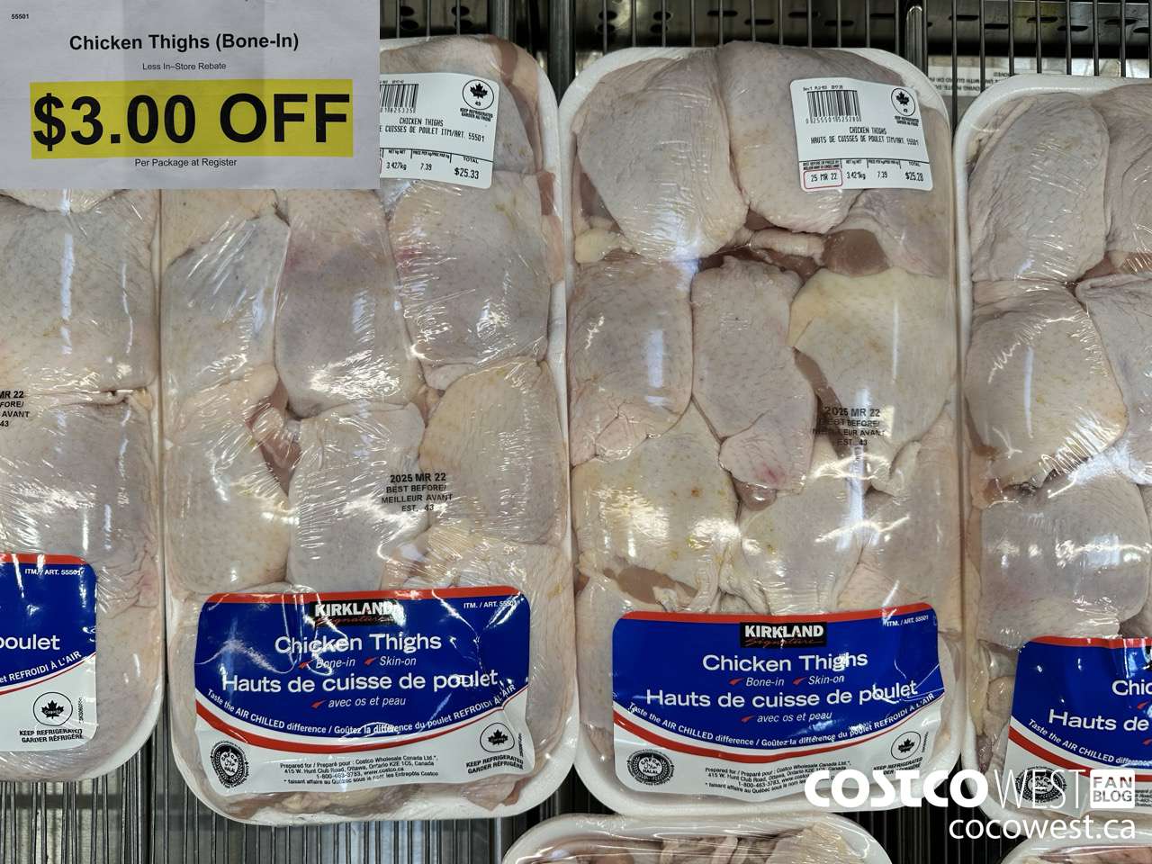 55501 CHICKEN THIGHS BONE IN ($3.00 INSTANT SAVINGS)