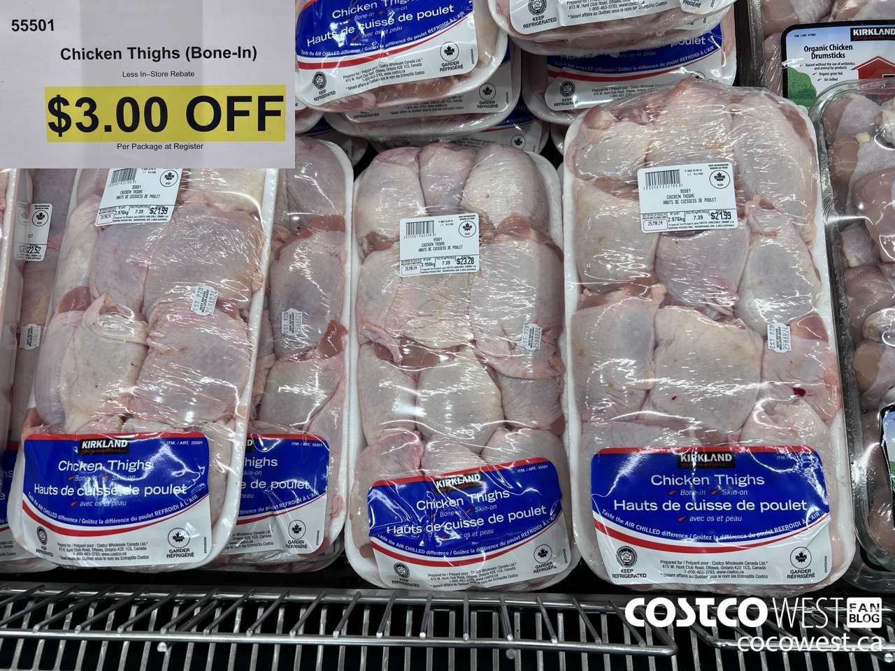 55501 CHICKEN THIGHS BONE IN ($3.00 INSTANT SAVINGS)