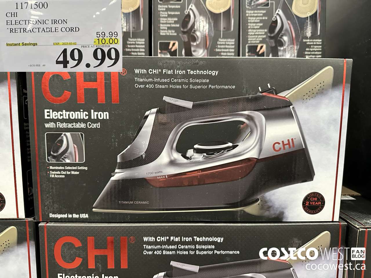 1171500 CHI ELECTRONIC IRON RETRACTABLE CORD ($10.00 INSTANT SAVINGS EXPIRES ON 2025-03-02) $49.99