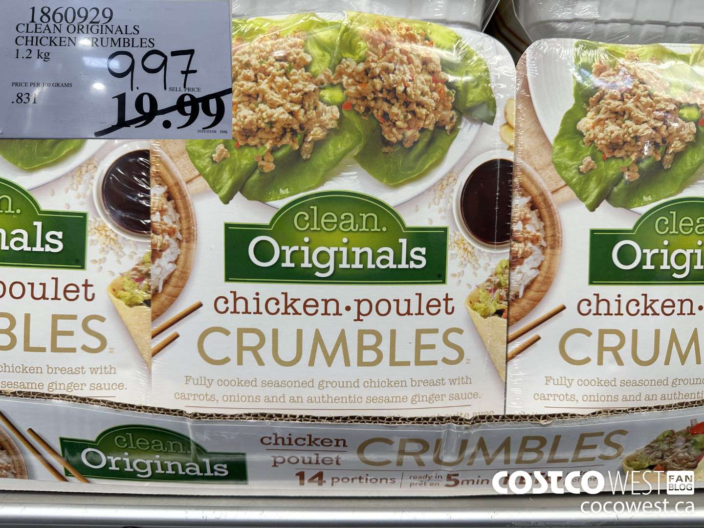 1860929 CLEAN ORIGINALS CHICKEN CRUMBLES 1.2 KG $9.97