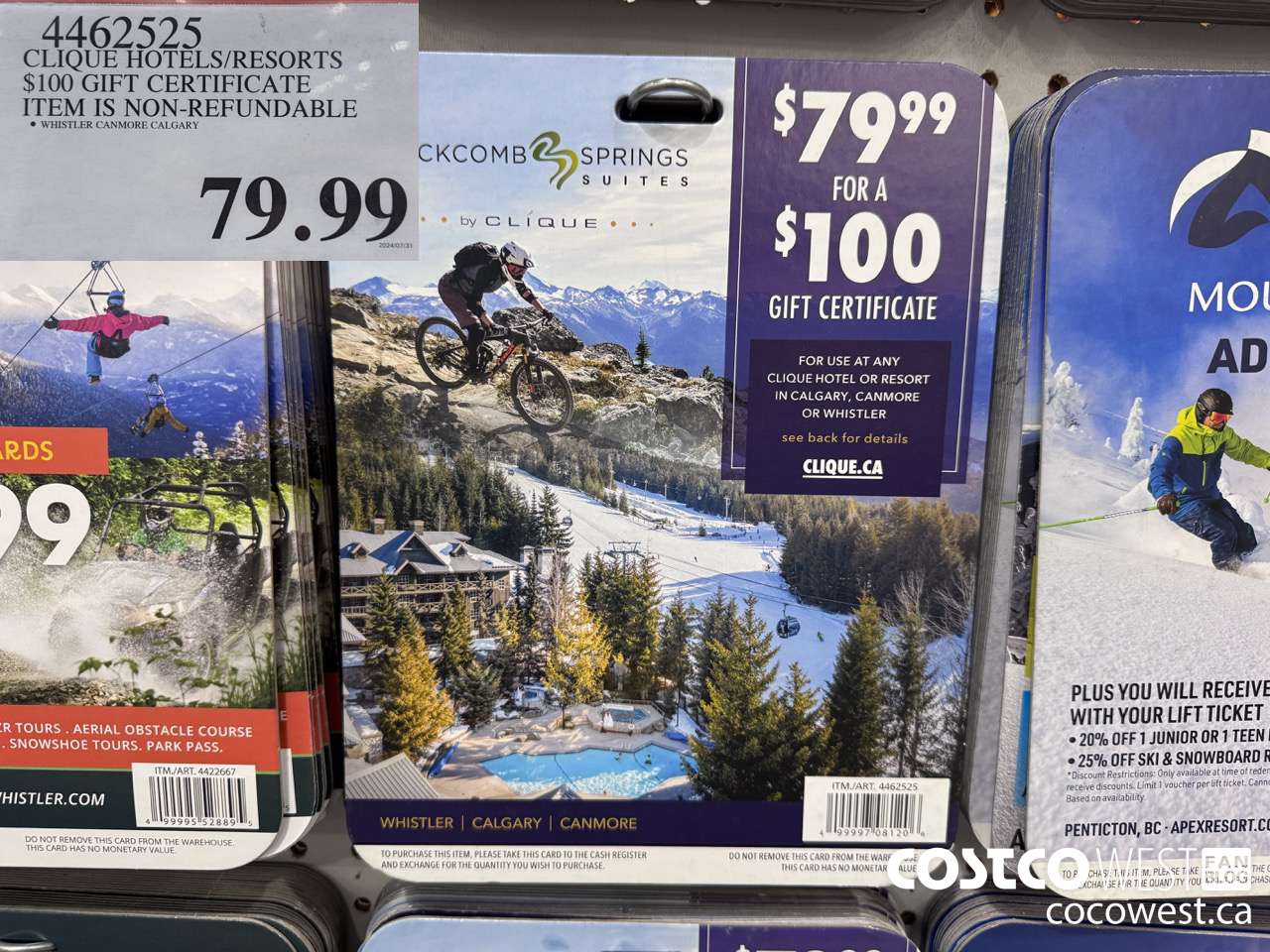 4462525 CLIQUE HOTELS/RESORTS $100 GIFT CERTIFICATE ITEM IS NON-REFUNDABLE $79.99