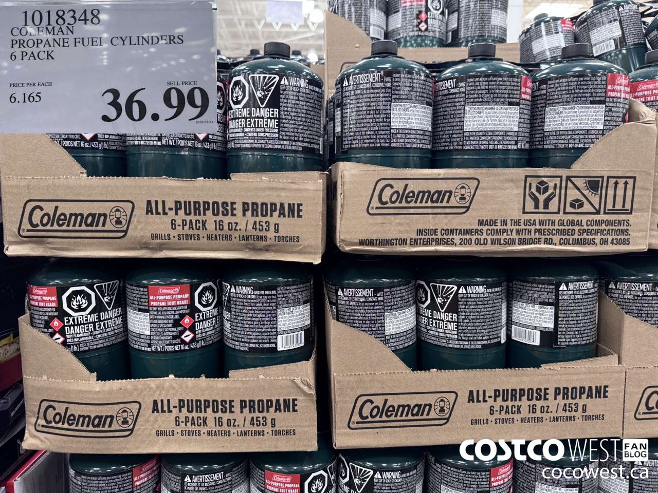 1018348 COLEMAN PROPANE FUEL CYLINDERS 6 PACK $36.99