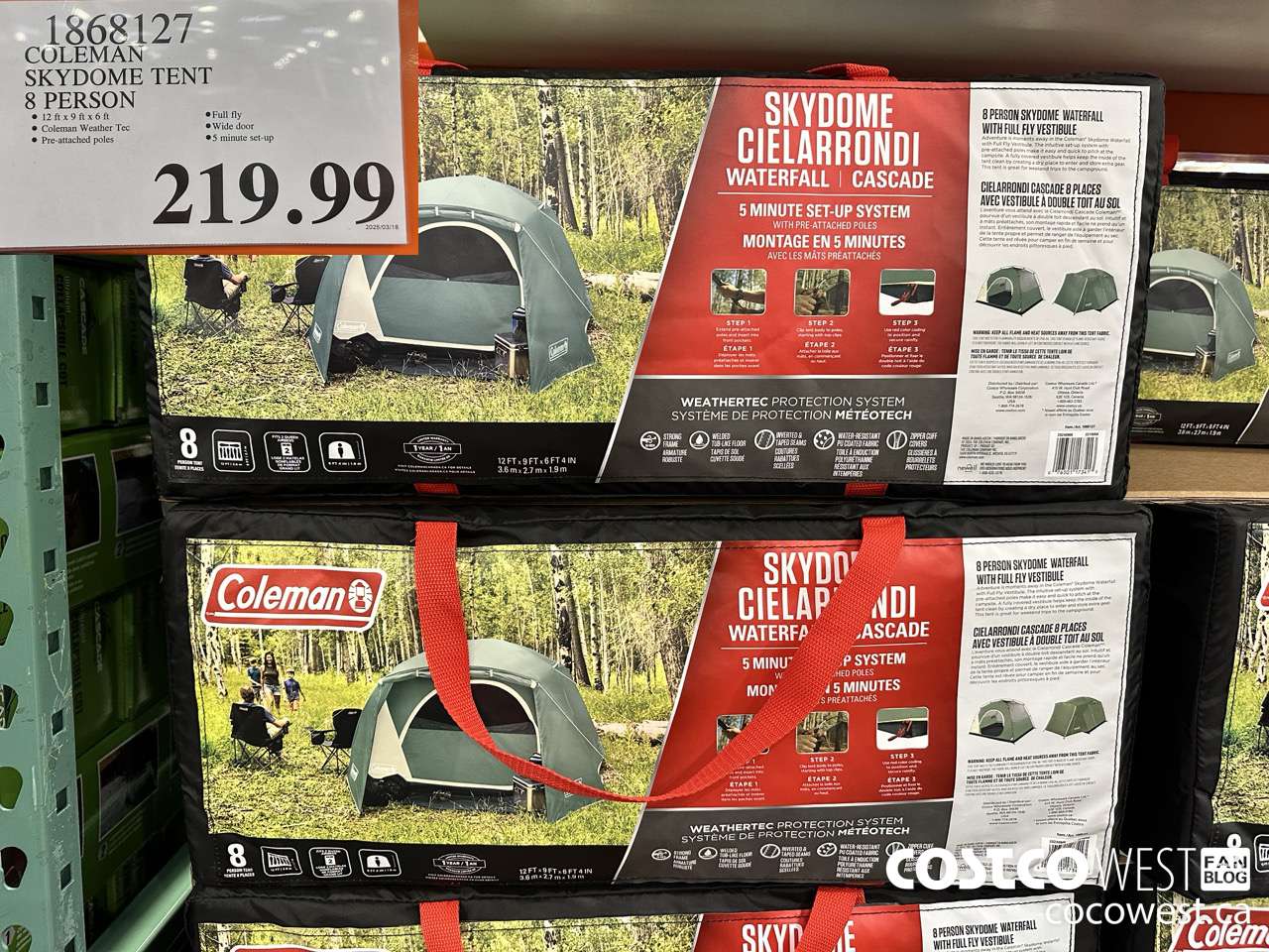 1868127 COLEMAN SKYDOME TENT 8 PERSON $219.99