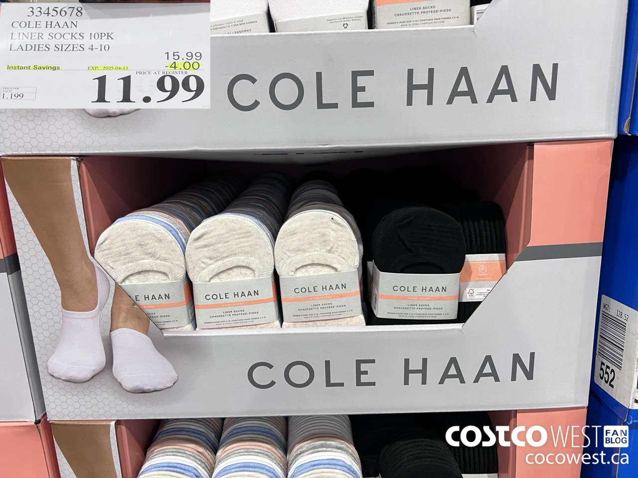 3345678 COLE HAAN NO SHOW SOCK 10PK LADIES SIZES 4-10 ($4.00 INSTANT SAVINGS EXPIRES ON 2025-04-13) $11.99