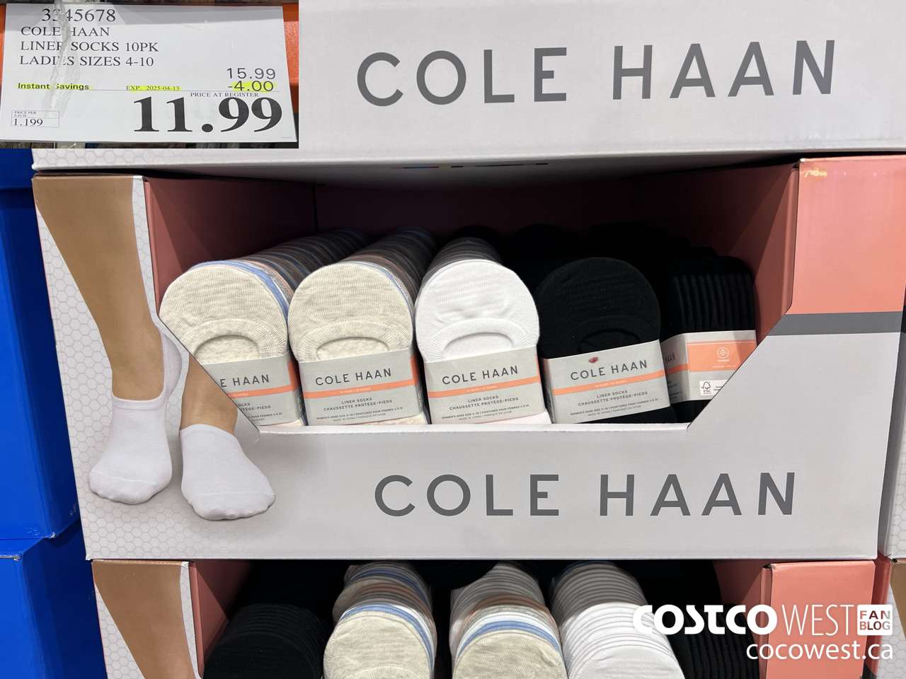 3345678 COLE HAAN NO SHOW SOCK 10PK LADIES SIZES 4-10 ($4.00 INSTANT SAVINGS EXPIRES ON 2025-04-13) $11.99