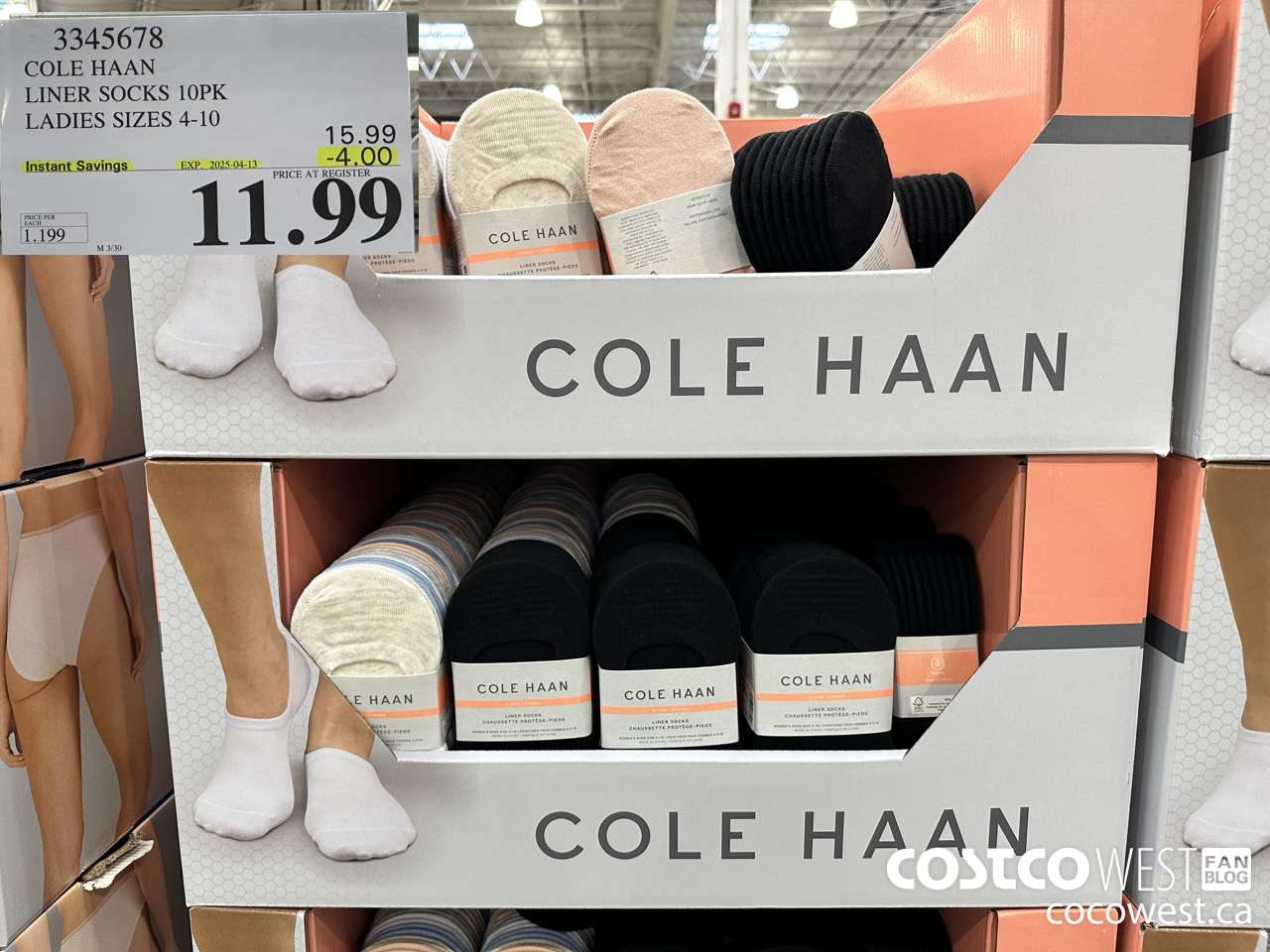 3345678 COLE HAAN NO SHOW SOCK 10PK LADIES SIZES 4-10 ($4.00 INSTANT SAVINGS EXPIRES ON 2025-04-13) $11.99