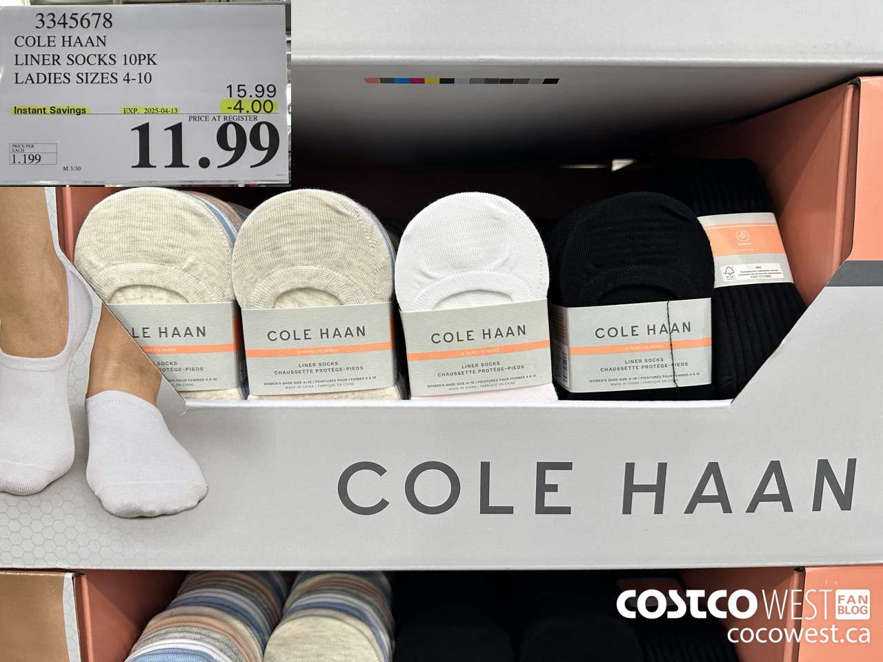 3345678 COLE HAAN NO SHOW SOCK 10PK LADIES SIZES 4-10 ($4.00 INSTANT SAVINGS EXPIRES ON 2025-04-13) $11.99