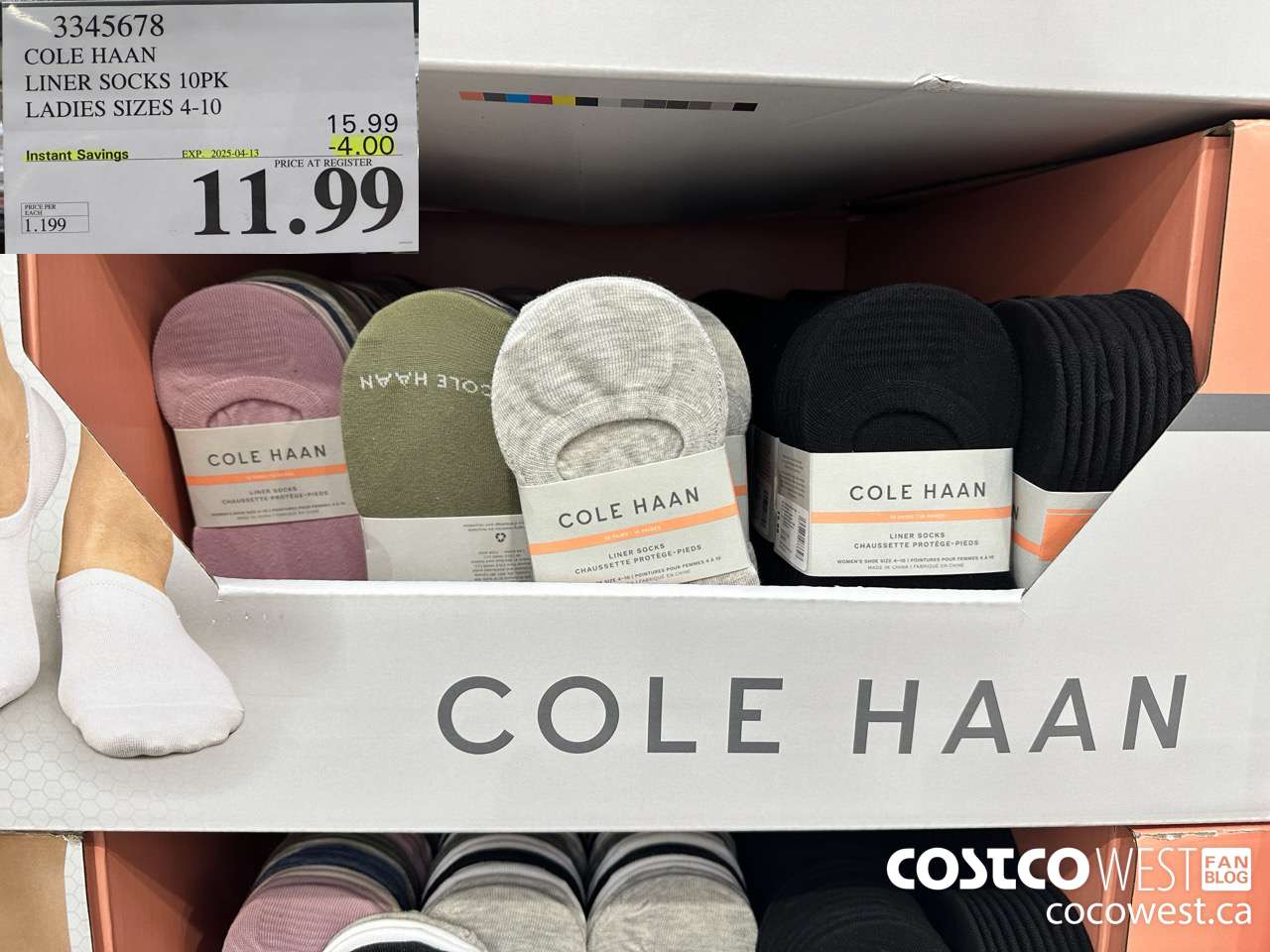 3345678 COLE HAAN NO SHOW SOCK 10PK LADIES SIZES 4-10 ($4.00 INSTANT SAVINGS EXPIRES ON 2025-04-13) $11.99