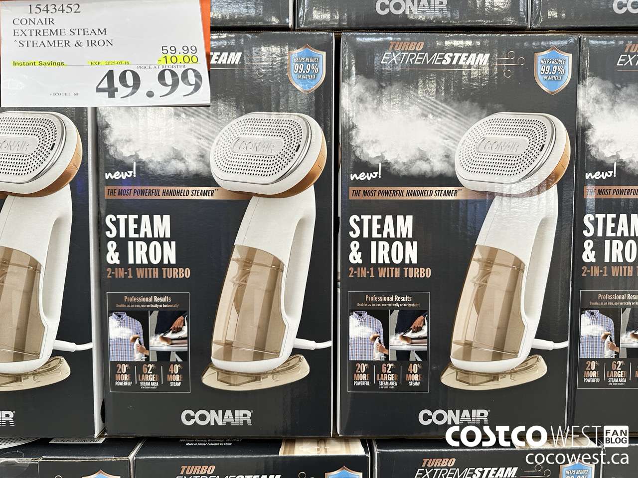 1543452 CONAIR TURBO EXTREME STEAM GARMENT STEAMER 2 IN 1 TURBO ($10.00 INSTANT SAVINGS EXPIRES ON 2025-03-16) $49.99