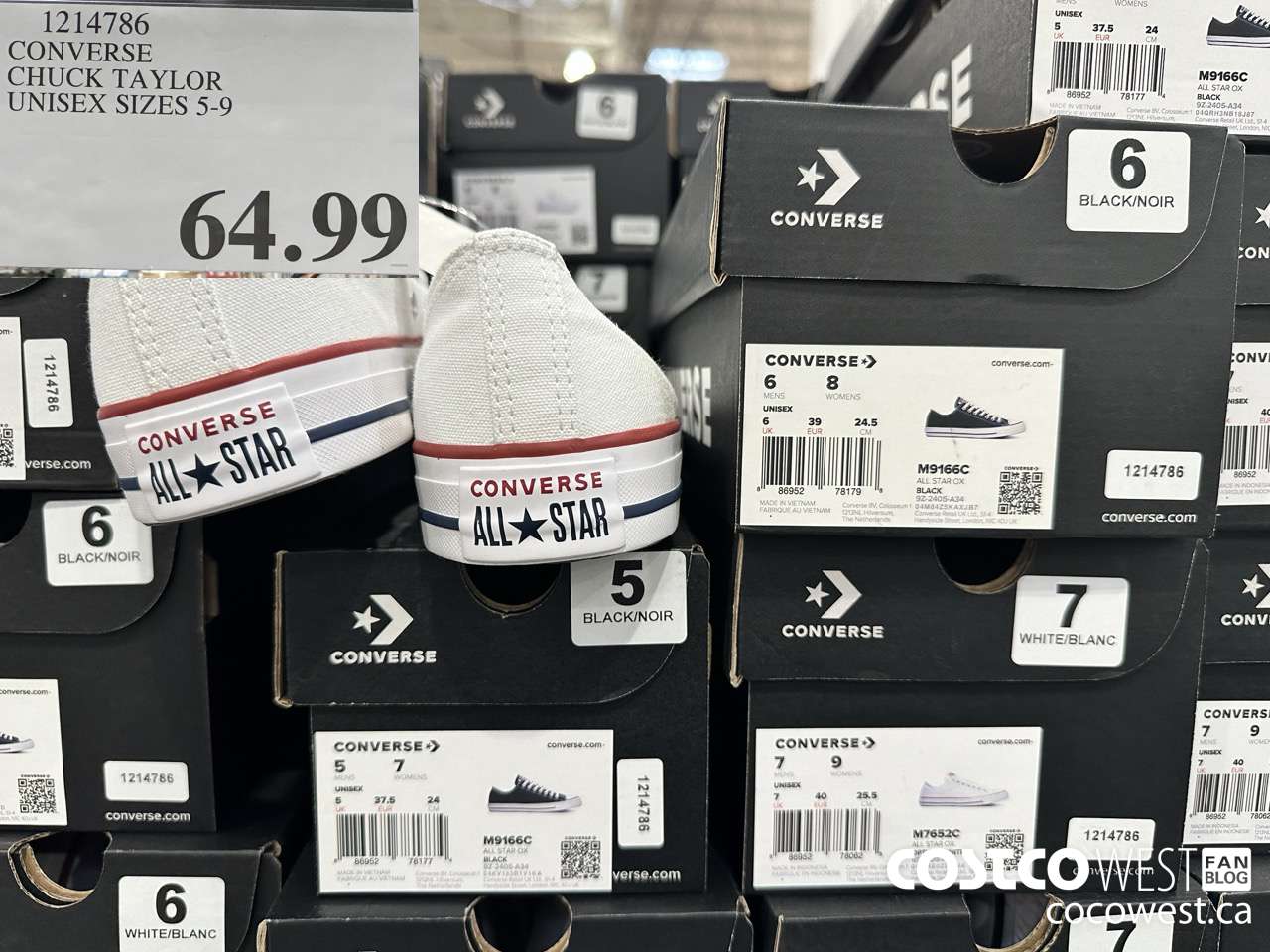 1214786 CONVERSE CHUCK TAYLOR UNISEX SIZES 5-9 $64.99