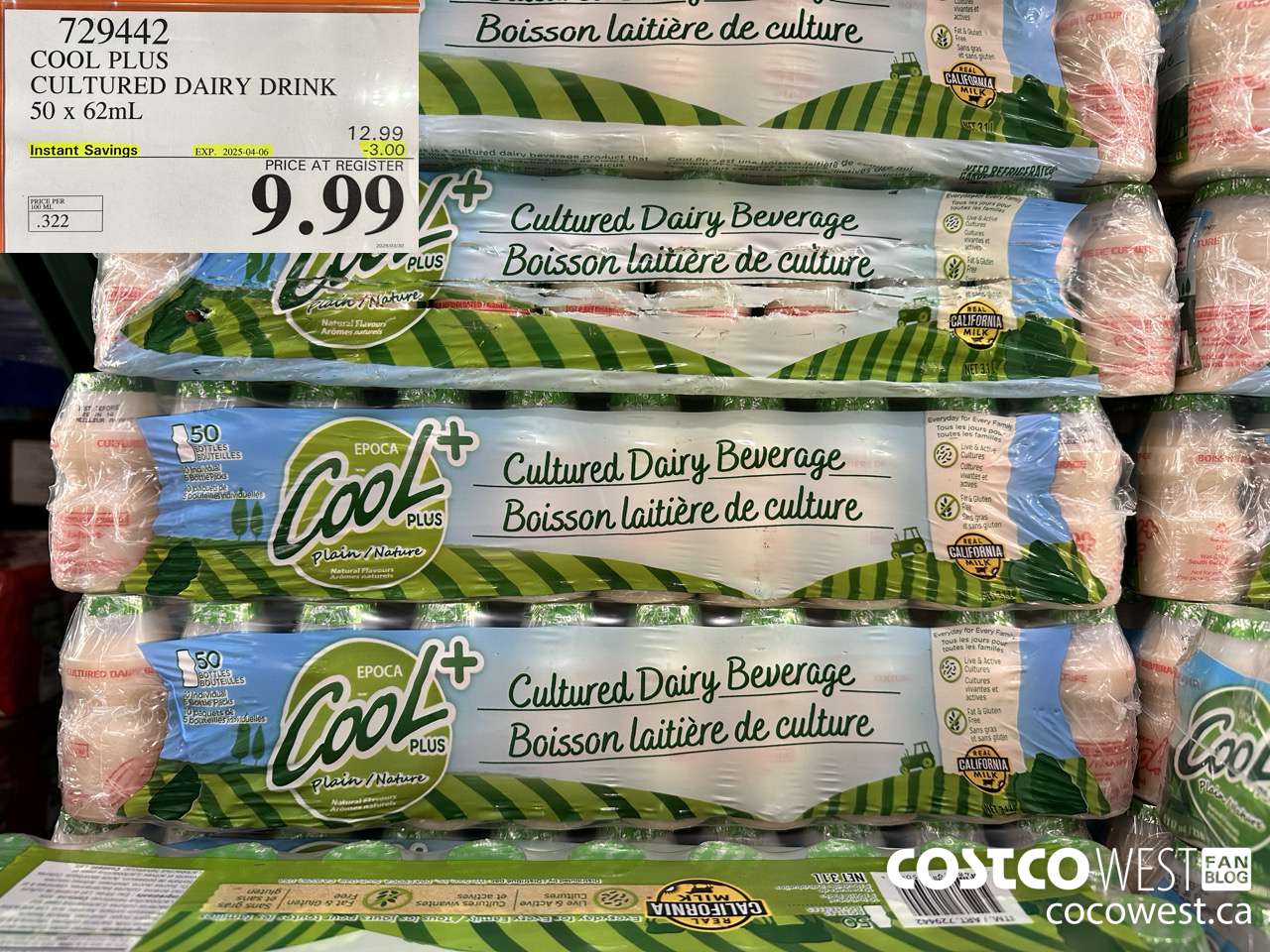 729442 COOL PLUS CULTURED DAIRY DRINK 50 x 62mL ($3.00 INSTANT SAVINGS EXPIRES ON 2025-04-06) $9.99