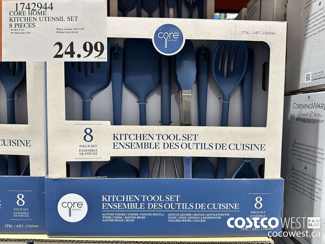 1742944 CORE HOME KITCHEN UTENSIL SET 8 PIECES $24.99