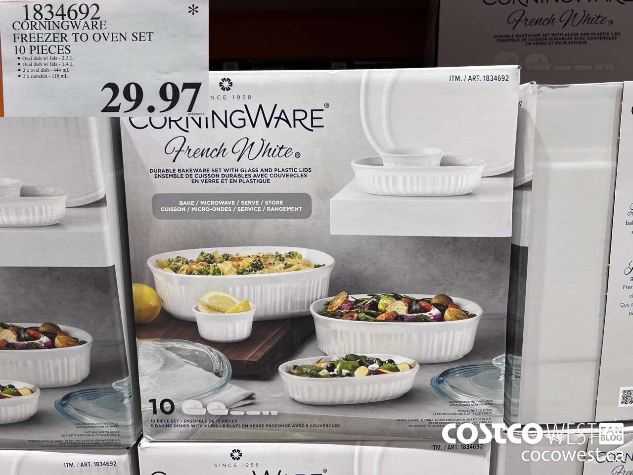 1834692 CORNINGWARE FREEZER TO OVEN SET 10 PIECES $29.97