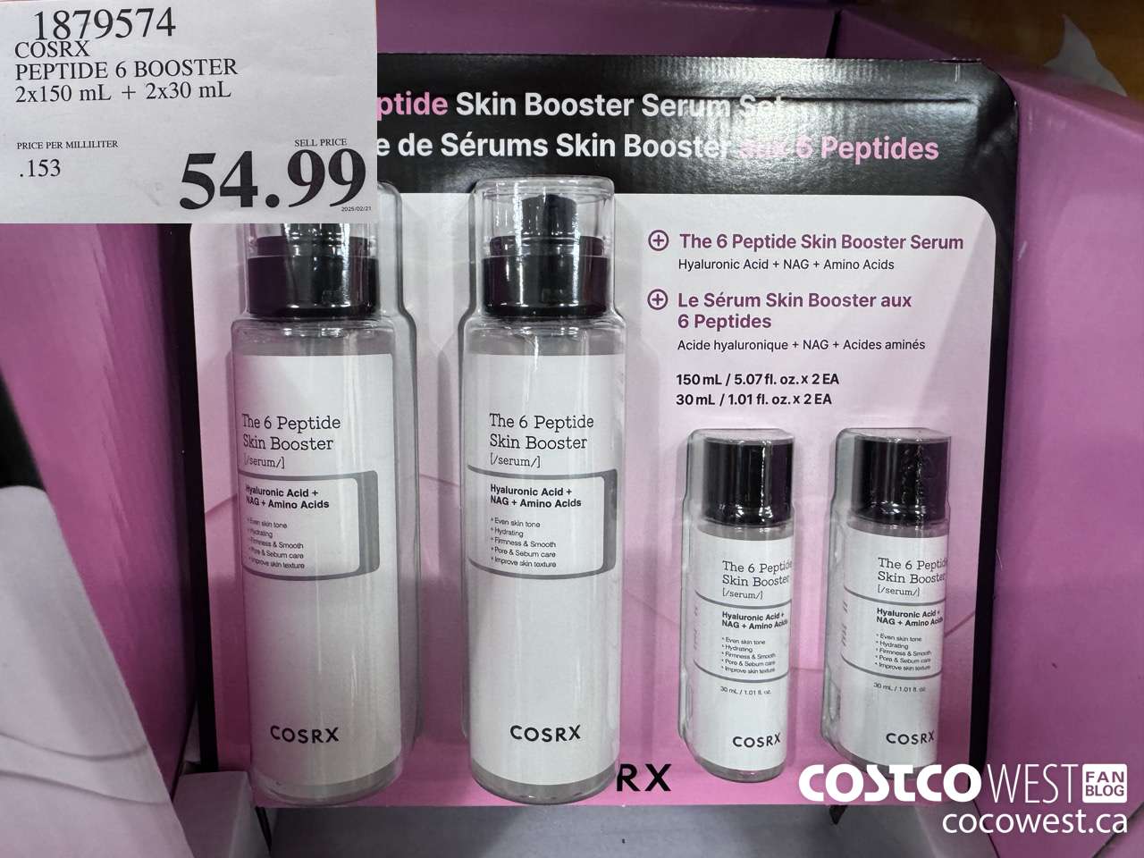 1879574 COSRX PEPTIDE 6 BOOSTER 2 X 150ML + 2 X 30ML $54.99