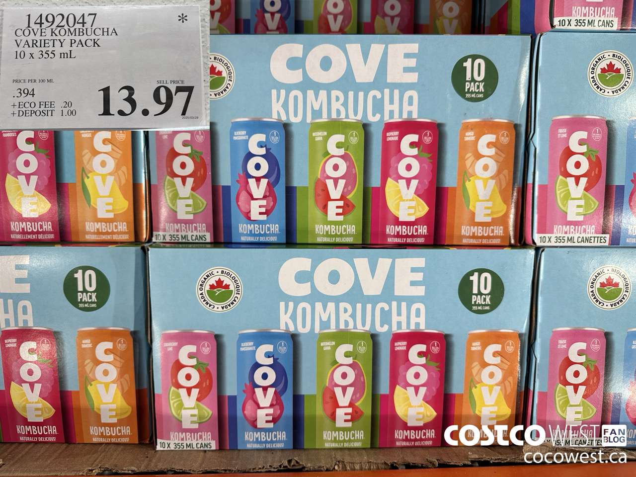 1492047 COVE KOMBUCHA VARIETY PACK 10 X 355 ML $13.97