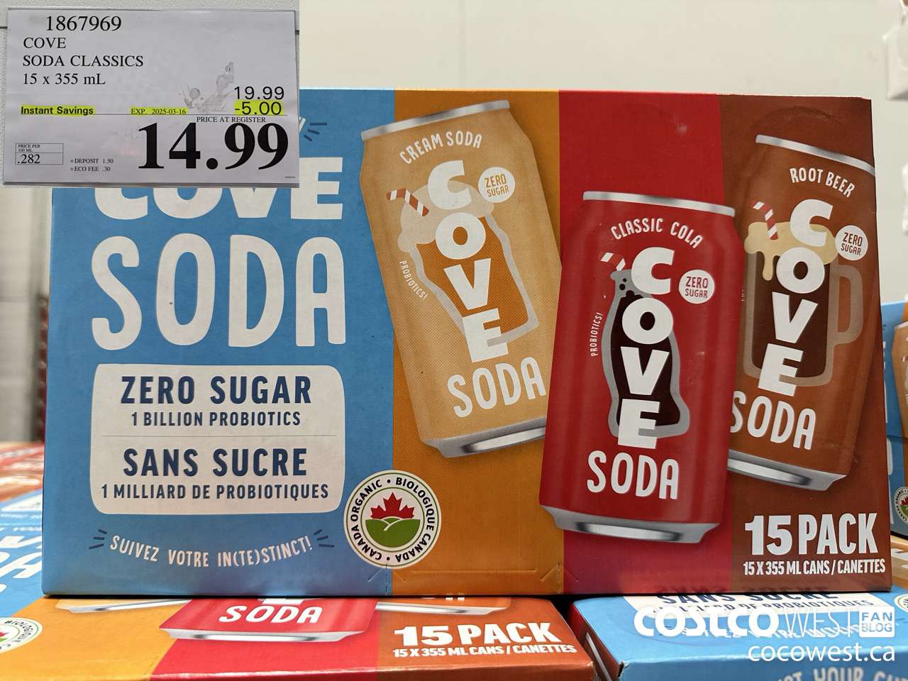 1867969 COVE SODA VARIETY 15 X 355ML ($5.00 INSTANT SAVINGS EXPIRES ON 2025-03-16) $14.99