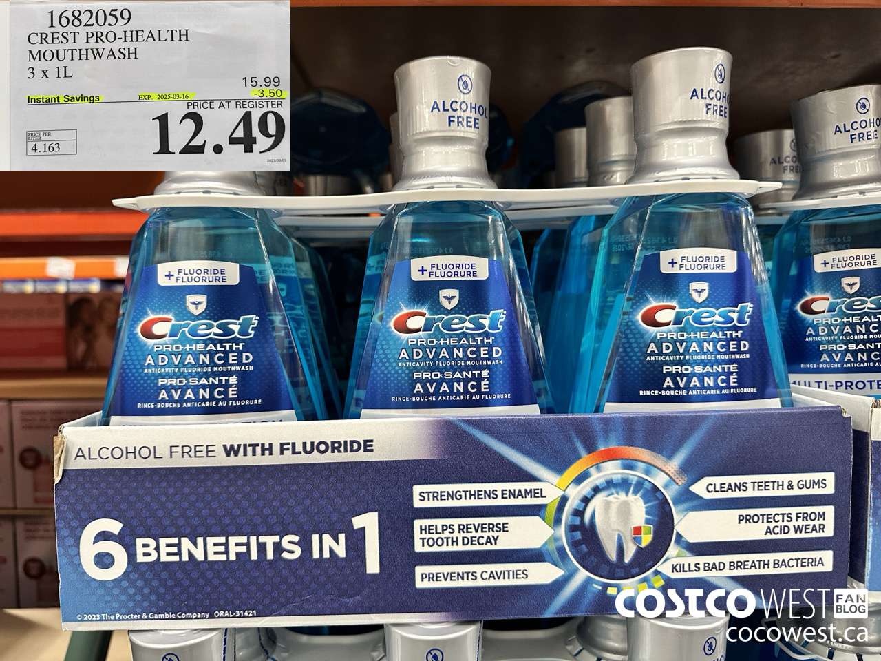 1682059 CREST PRO-HEALTH MOUTHWASH 3 X 1L ($3.50 INSTANT SAVINGS EXPIRES ON 2025-03-16) $12.49