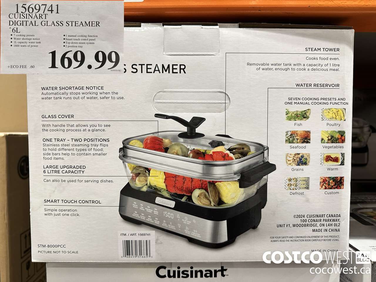 1569741 CUISINART DIGITAL GLASS STEAMER 6L $169.99