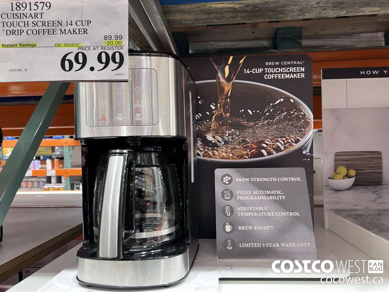 1891579 CUISINART TOUCH SCREEN 14 CUP DRIP COFFEE MAKER ($20.00 INSTANT SAVINGS EXPIRES ON 2025-03-23) $69.99