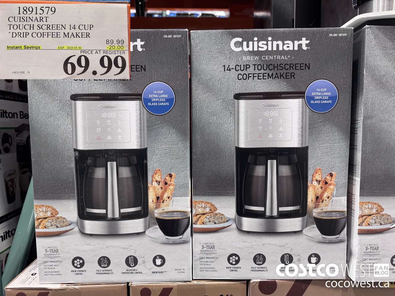 1891579 CUISINART TOUCH SCREEN 14 CUP DRIP COFFEE MAKER ($20.00 INSTANT SAVINGS EXPIRES ON 2025-03-30) $69.99