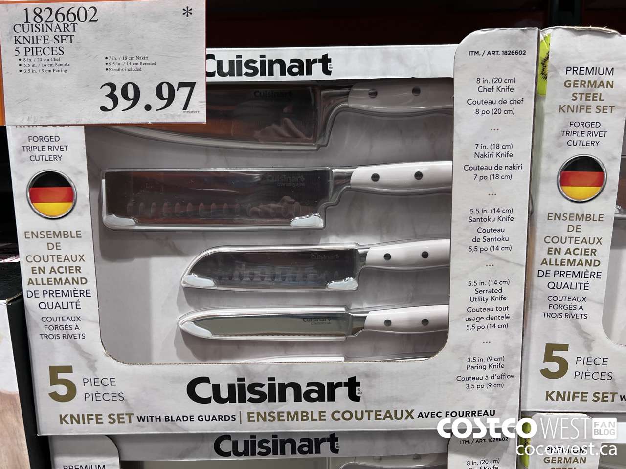 1826602 CUSINART KNIFE SET 5 PIECES $39.97
