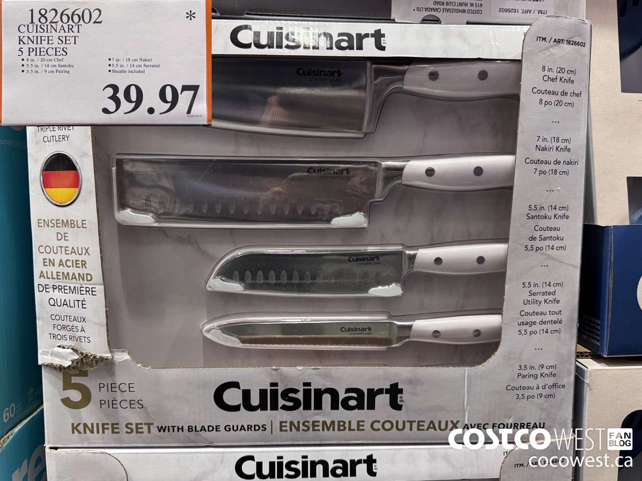 1826602 CUSINART KNIFE SET 5 PIECES $39.97
