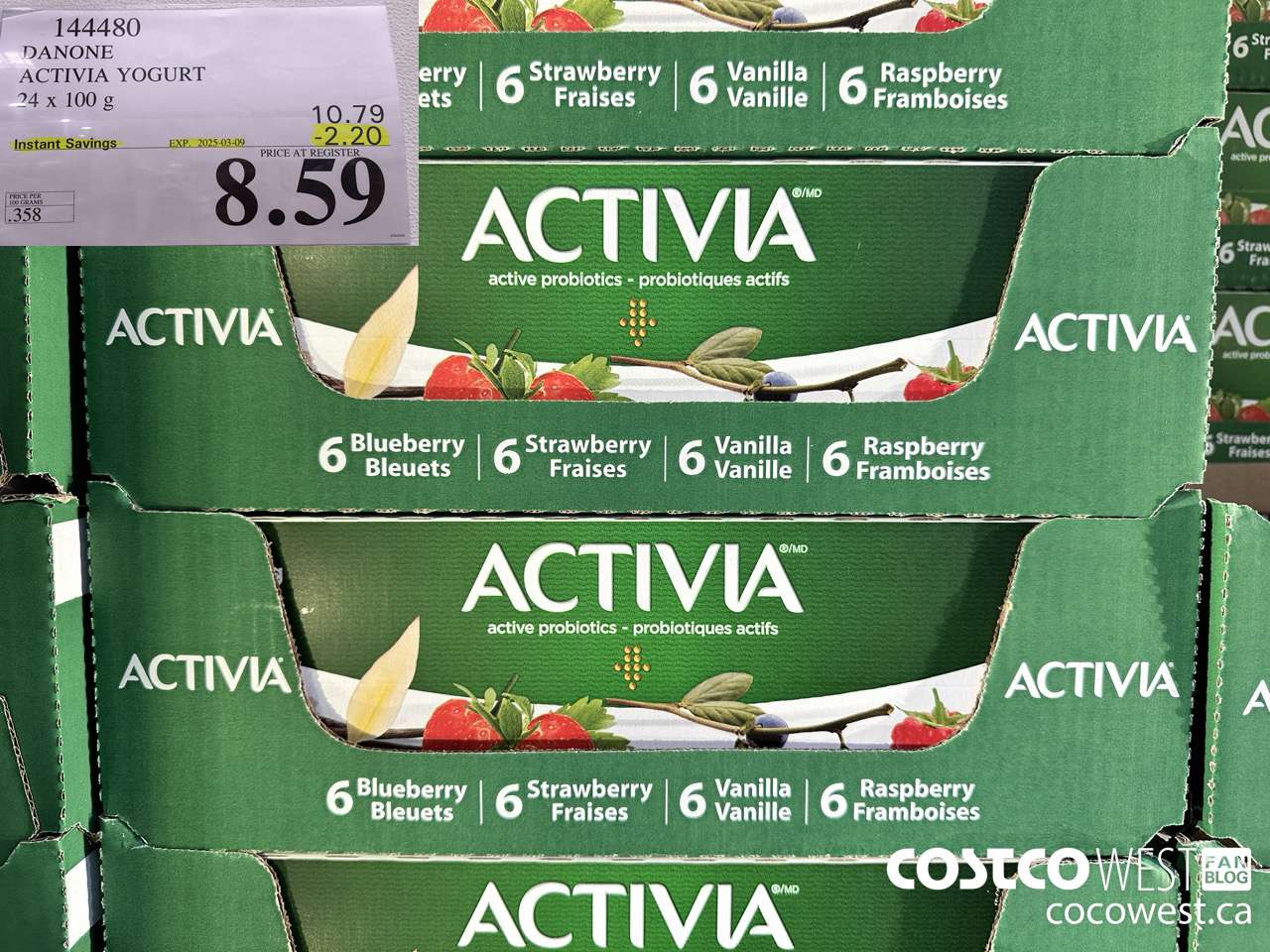 144480 DANONE ACTIVIA YOGURT 24 x 100 g ($2.20 INSTANT SAVINGS EXPIRES ON 2025-03-09) $8.59