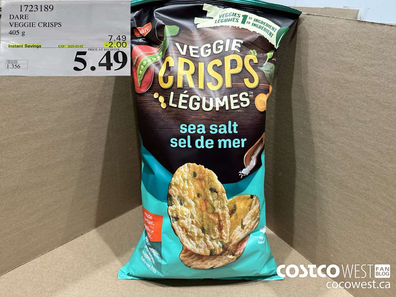 1723189 DARE VEGGIE CRISPS 405G ($2.00 INSTANT SAVINGS EXPIRES ON 2025-03-02) $5.49