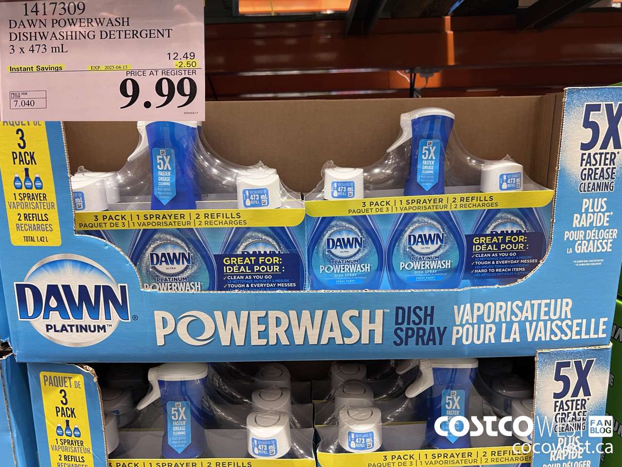 1417309 DAWN POWERWASH DISHWASHING DETERGENT 3 x 473 mL ($2.50 INSTANT SAVINGS EXPIRES ON 2025-04-13) $9.99