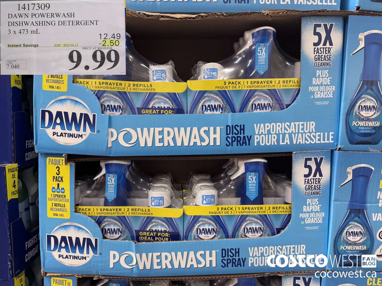 1417309 DAWN POWERWASH DISHWASHING DETERGENT 3 x 473 mL ($2.50 INSTANT SAVINGS EXPIRES ON 2025-04-13) $9.99