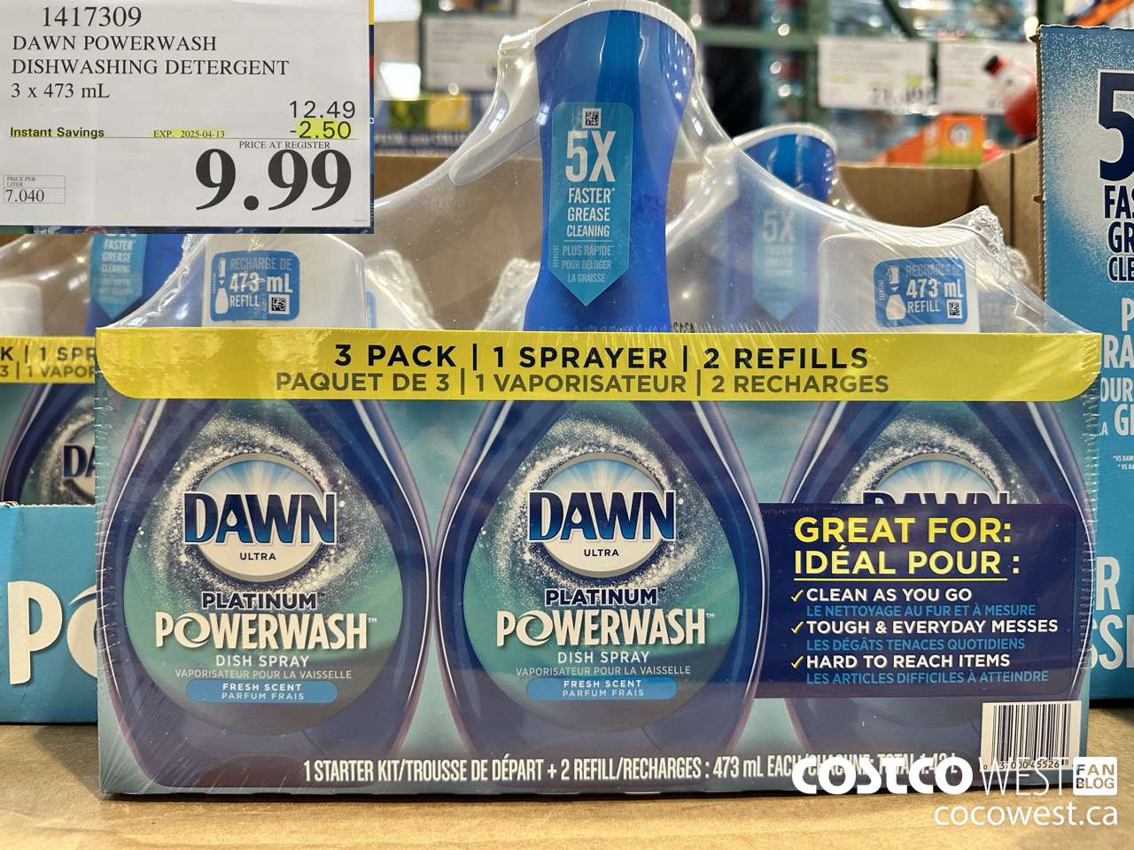 1417309 DAWN POWERWASH DISHWASHING DETERGENT 3 x 473 mL ($2.50 INSTANT SAVINGS EXPIRES ON 2025-04-13) $9.99