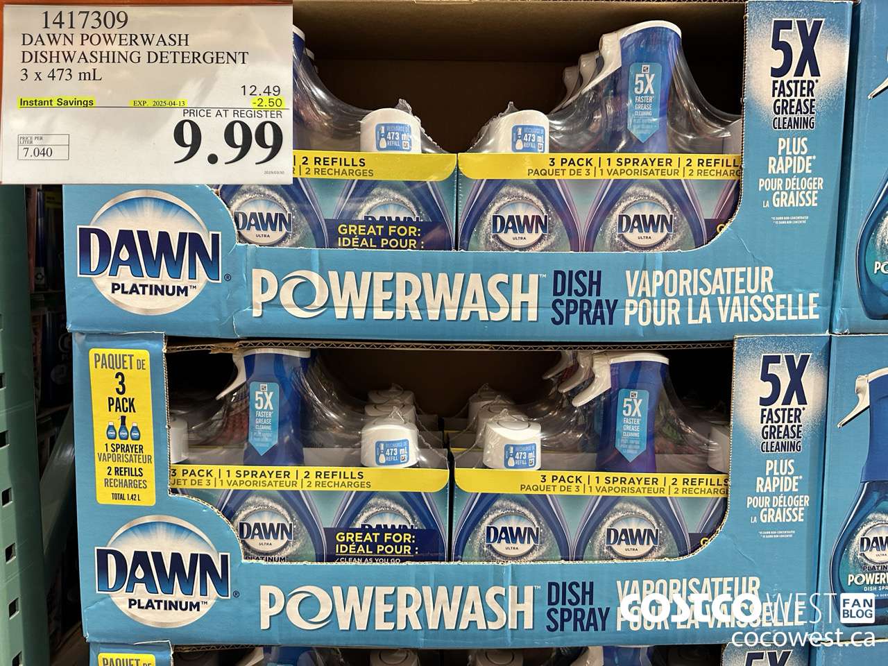 1417309 DAWN POWERWASH DISHWASHING DETERGENT 3 x 473 mL ($2.50 INSTANT SAVINGS EXPIRES ON 2025-04-13) $9.99