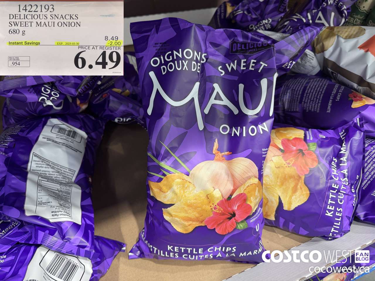 1422193 DELICIOUS SNACKS SWEET MAUI ONION 680 g ($2.00 INSTANT SAVINGS EXPIRES ON 2025-03-30) $6.49